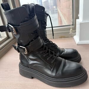 Zara Black Combat & Moto Boots